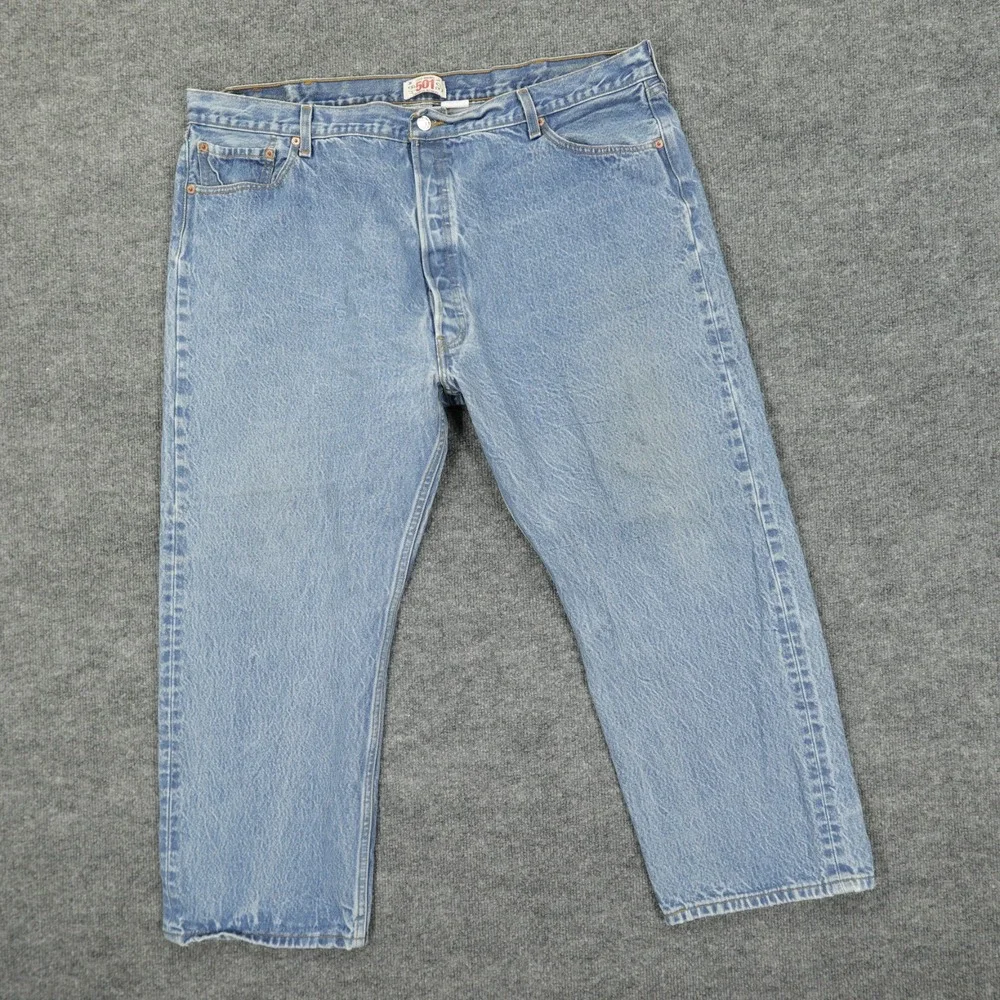Levis 501 Mens Jeans 42x27 (Tag 48x30) Blue Original Fit Straight Leg Button Fly